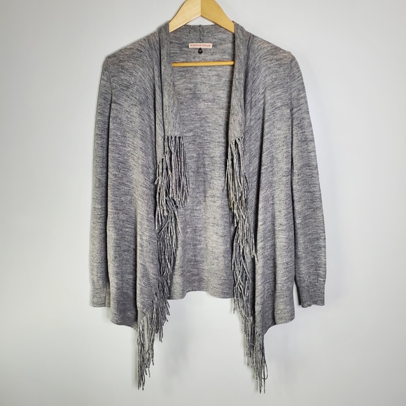 Rebecca Taylor Sweaters - Rebecca Taylor Light Gray alpaca wool blend fringed open front cardigan Size M